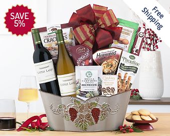 Little Lakes Cellars Double Delight Wine Basket Gift Basket  Free Shipping 5% Save Original Price is $80